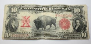 RARE 1901 Buffalo Bison $10 Lewis & Clark U S Bank Note Bill Red Seal Ten Dollar 12