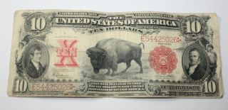Rare 1901 Buffalo Bison $10 Lewis & Clark U S Bank Note Bill Red Seal Ten Dollar
