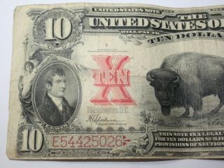 RARE 1901 Buffalo Bison $10 Lewis & Clark U S Bank Note Bill Red Seal Ten Dollar 9