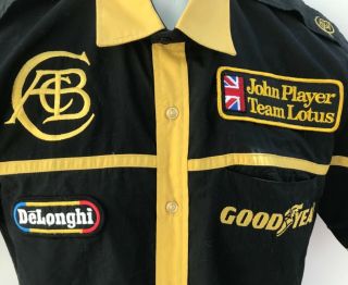 Very rare 1986 Lotus Ayrton Senna,  Colin Chapman pit crew shirt.  JPS 3