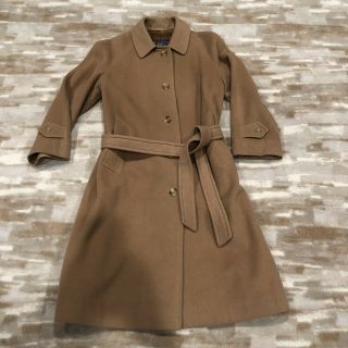 Vintage Womens Burberry Wool Camel Hair Wrap Coat Lined Belted Size 12 Long