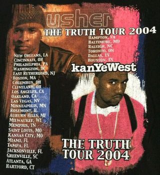 Vintage T - Shirt Raptee Usher & Kanye West Tour Hiphop Rap 2004
