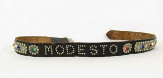 Vintage Leather Studded Jeweled Rockabilly Biker Belt Modesto