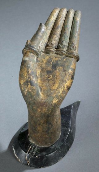 Antique Chinese Gilt Bronze Buddha Hand Statue