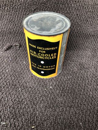 Harley Davidson Motorcycle Oil Full Metal Can Antique 3