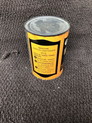 Harley Davidson Motorcycle Oil Full Metal Can Antique 4
