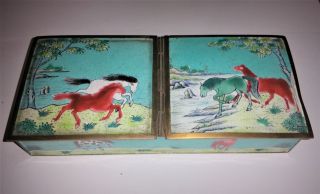 Antique Chinese Double Lidded Hand Painted Enamel Box.