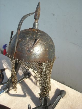 Vintage / Antique Engraved Roman Gladiator Warrior Helmet Shield Hatchets Metal 3