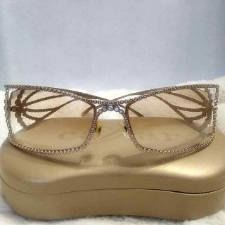 Vtg Swarovski Crystals Caviar Champagne Series 6527 Gold Frame Mod Eyeglasses