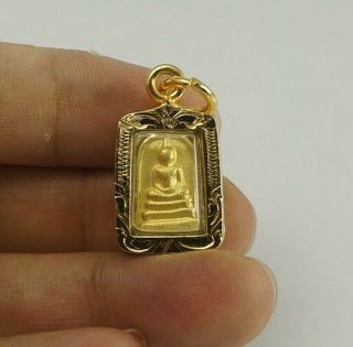 Gold Mini Phra Somdej Lp Toh,  Wat Rakang Real Old Antique Buddha Thai Amulet 22