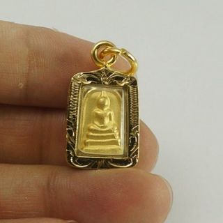 Gold Mini Phra Somdej Lp Toh,  Wat Rakang Real Old Antique Buddha Thai Amulet 22 2