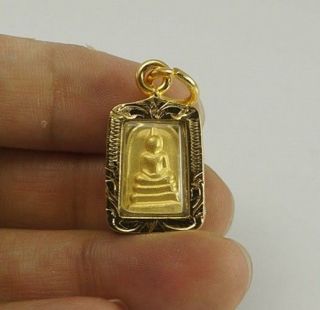 Gold Mini Phra Somdej Lp Toh,  Wat Rakang Real Old Antique Buddha Thai Amulet 22 3