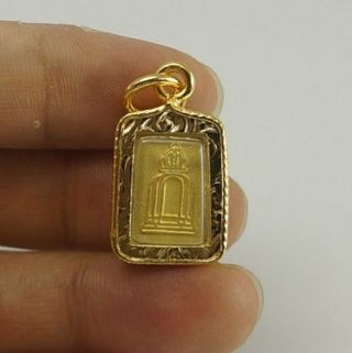 Gold Mini Phra Somdej Lp Toh,  Wat Rakang Real Old Antique Buddha Thai Amulet 22 4
