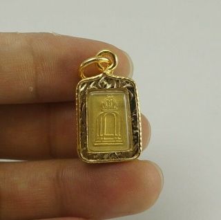 Gold Mini Phra Somdej Lp Toh,  Wat Rakang Real Old Antique Buddha Thai Amulet 22 5