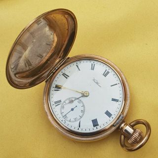 Antique 1907 Gold Plated Cased Waltham Full Hunter Pocket Watch