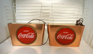 Rare 1950s Vintage Drink Coca Cola Metal Light Up Sign Wall Sconces Ad26