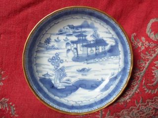 Fine 18thC Chinese Qianlong Blue & White Export Tea Bowl & Saucer Chinoiserie 2