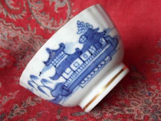 Fine 18thC Chinese Qianlong Blue & White Export Tea Bowl & Saucer Chinoiserie 5