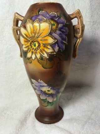 Vintage Satsuma Vase = 10 - 1/4 " Tall; Hand Painted