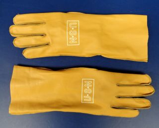 Us Navy Bu Aero Type B - 3a Leather Flying Gloves Size Medium