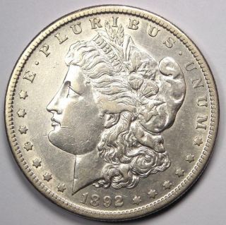 1892 - S Morgan Silver Dollar $1 - Au Details - Rare Date This Sharp