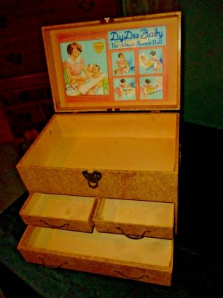 Effanbee Vintage Dy - Dee Baby Doll Large 3 Drawer Trunk Very Good
