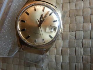 Vintage Men ' s Omega Automatic Geneve - Date Watch On A Fixo - Flex - S Omega Band 10