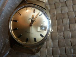 Vintage Men ' s Omega Automatic Geneve - Date Watch On A Fixo - Flex - S Omega Band 11