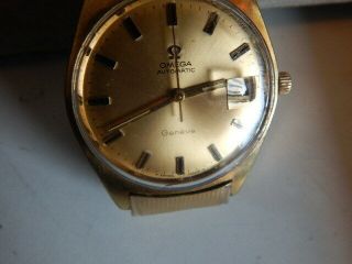 Vintage Men ' s Omega Automatic Geneve - Date Watch On A Fixo - Flex - S Omega Band 6