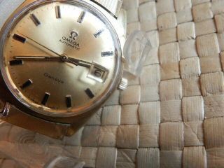 Vintage Men ' s Omega Automatic Geneve - Date Watch On A Fixo - Flex - S Omega Band 9