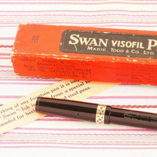 Vintage Mabie Todd Swan Visofil Art - Deco Fountain Pen Rare Transparent - Fil Boxed