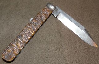 Miller Bros.  Cut.  Co.  Meriden Bone Knife Push Lock Blade Antique Rare Find 4in