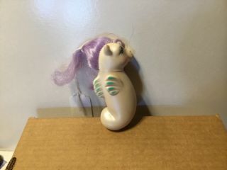 My Little Pony G1 Cream Small Seahorse Lilac Mane And Blue Drops On Fins 1984