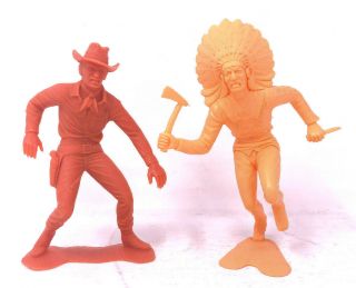 Two Vintage Marx Toys Cowboy And Indian 1964 6 Inch Figures