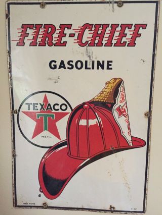 Vintage 1952 Texaco Fire - Chief Gas Pump Plate Porcelain Sign