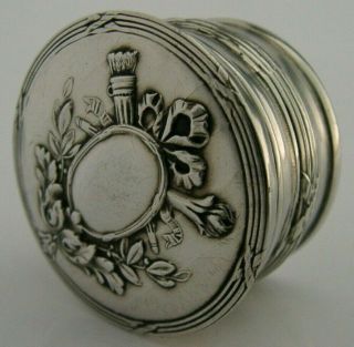 FRENCH SOLID SILVER SNUFF or PILL BOX c1900 ANTIQUE 4