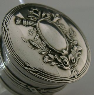 FRENCH SOLID SILVER SNUFF or PILL BOX c1900 ANTIQUE 6