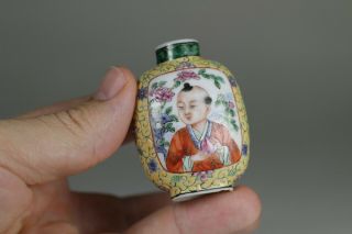 Antique Chinese 19th Century Daoguang Mark & Period Snuff Bottle Boy Boys Yellow 6