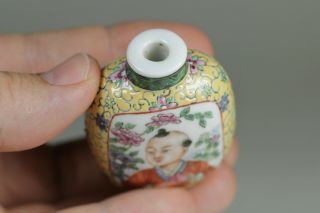 Antique Chinese 19th Century Daoguang Mark & Period Snuff Bottle Boy Boys Yellow 7