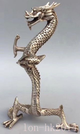 Collectable Old Handwork Miao Silver Carve Dragon Play Bead Souvenir Art Statue