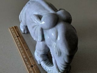 JADE Muddy white to light - medium green Nephrite Jade carved elephant.  8lbs 8by5 2