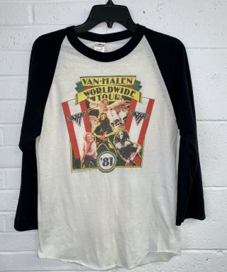 Vintage Van Halen 1981 Worldwide Tour David Lee Roth Concert T - Shirt Medium M