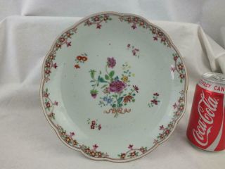 18th C Chinese Porcelain Famille Rose Floral Shaped Saucer Dish