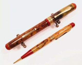Vintage Waterman Patrician Onxy Fountain Pen Pencil Set