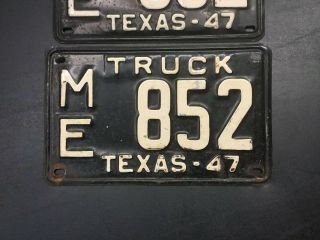 VINTAGE 1947 TEXAS TX.  TRUCK LICENSE PLATE SET 3