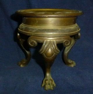 Antique Chinese Bronze Stand Circa 1880 With 3 Lion Paw Feet Quality Heavy 2