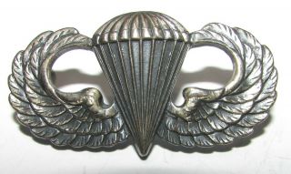 1950s - 60s,  Sterling Basic Parachutist Badge United States Army Military Pin