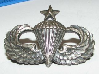 Korean War 1950s Sterling Senior Parachutist Wing United States Army Pin