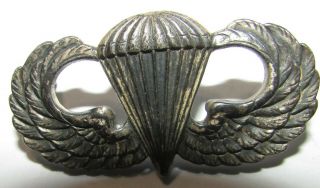 1950s - 60s Sterling Basic Parachutist Badge United States Army Military Pin