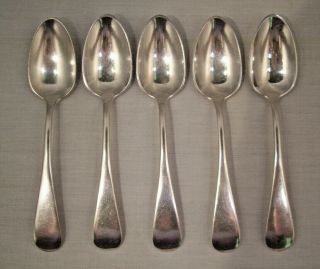 5 Antique Coin Silver Teaspoons By " A.  P.  Hendrick.  Tipt Back Nashua,  Nh